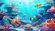 Underwater world with colorful fish and corals