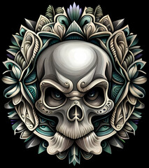 grayscale skull design