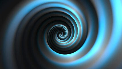 Poster - Minimal spiral in infinite rotation. Abstract background in blue and black color. Dizzy concentric pattern. Retro backdrop for event, award, presentation, advertising or other. Seamless loop animation