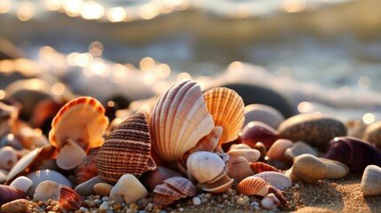 Wall Mural - Seashells on the beach