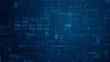 © lersan - Blue data matrix simulation digital line and grid technology with futuristic HUD screen on abstract background concept