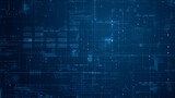 Blue data matrix simulation digital line and grid technology with futuristic HUD screen on abstract background concept