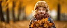 Child With Autumn Leaves , Generative AI	
