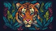 © Oliver - Vector background with abstract tiger in the jungle