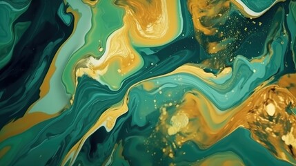 Wall Mural - Green and gold marble background