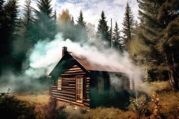 Wall Mural - Old house in the forest. Mystical atmosphere of an old house in the forest.