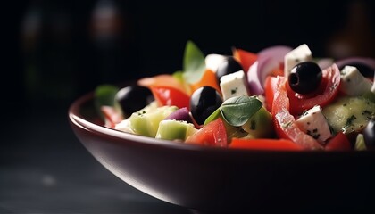 A tasty greek salad bowl ai, ai generative, illustration