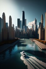 City Skyline Chicago, Illinois, City Streets, Travel And Tourism, Poster