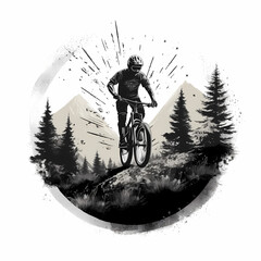 Wall Mural - Downhill Biker Illustration. Generative AI