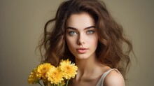 Portrait Of A Woman With Flowers Free Stock Photo - Public Domain Pictures