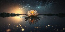 Zen Lotus Flower On Water, Meditation And Spirituality Concept, Illustration Generative Ai