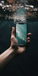 © ADDICTIVE STOCK - AI-generated illustration of a crop unrecognizable male hand shooting a video of a water vortex on an underwater waterproof mobile phone