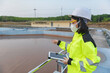 © reewungjunerr - Environmental engineers work at wastewater treatment plants,Water supply engineering working at Water recycling plant for reuse