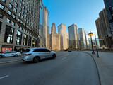 Fototapeta  - Street in the downtown of Chicago. Chicago- USA 