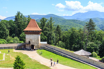 Wall Mural - A view of the defensive towers around  of the Rasnov Citadel. Transylvania. Romania