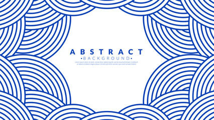 Wall Mural - abstract blue water wave line circle pattern background. japanese style concept. graphic vector flat