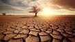 Dead trees on dry cracked earth metaphor Drought, Water crisis and World Climate change, Generative AI