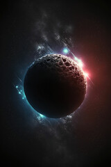 Wall Mural - Sunrise over and frozen alien planet in space, fantasy world