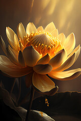 Beautiful golden lotus, delicate flower ,made with Generative AI