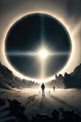 Wall Mural - A giant gate to heaven with wonderful sky, fantasy art ,made with Generative AI