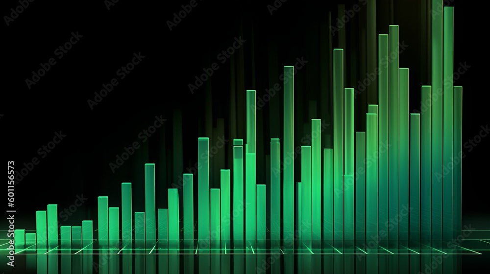 Money Exponential Graph exponential graph, increasing bar graph upward to the right, green ...