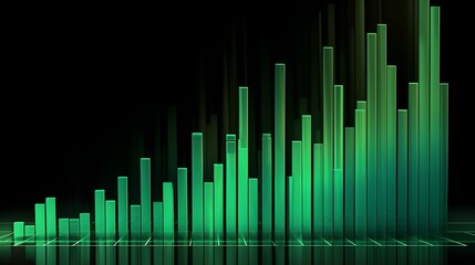 exponential graph, increasing bar graph upward to the right, green, cash increasing, profit, lots of money, business dashboard, (Generative AI)