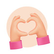 © PCH.Vector - Hands showing heart gesture 3d vector illustration. Character expressing love in pink circle in cartoon style isolated on white background. Valentine's day, love, anniversary concept