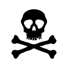Wall Mural - Skull and crossbones icon. Black silhouette. Front view. Vector simple flat graphic illustration. Isolated object on a white background. Isolate.