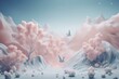 A soft 3D art with a gradient misty background in gentle and lovely pastel tones. Generative AI