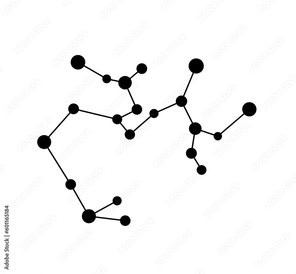 Stars Colorless Vector isolated one single Saggitarius stars constellation map scheme ...
