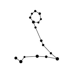 Wall Mural - Vector isolated one single Pisces stars constellation map scheme colorless black and white contour line easy drawing	