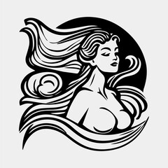 Wall Mural - mermaid logo design with silhouette style. vector