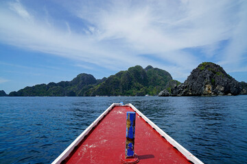 Wall Mural - traditional wooden outrigger boats on palawan island