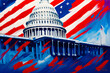 US capitol building american flag colors for 4th of July Independence Generated Ai