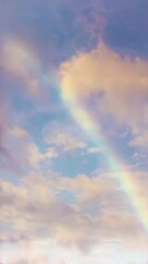 vertical video rainbow in cloudy sky timelapse loop, seamless looping animated background motion bac