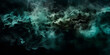 © Kordiush - horror green blue wall, grunge dark smoke texture, black haunted background for horror thriller mystery movie poster design.