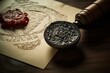 A wax sealed letter from a medieval monarch. Generative AI
