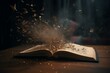 An open book with glitter flying out, perfect for fantasy and literary backgrounds. Generative AI