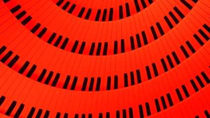 Poster - Blue and red rotating stripes. Design. A bright piano made in computer graphics with keys that rotate around.