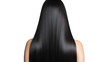 Back View of Woman with Beautiful Shiny Straight Keratin Black Hair. AI generative. Isolated on White Background