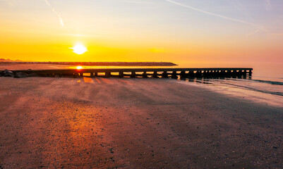 Wall Mural - Beautiful coastline near Caorle, Italy, at sunrise