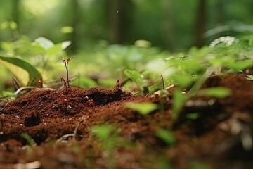 Canvas Print - tiny plant emerging from the soil Generative AI