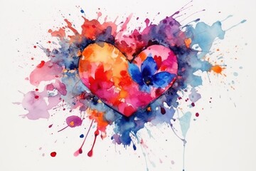 Poster - heart painting on a plain white background Generative AI