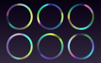 Sticker - Crystal refraction frame, rainbow sunlight border, prism light effect, holographic reflections in a circle shape. Blurred optical rays. vintage kaleidoscope effect. Vector design element.