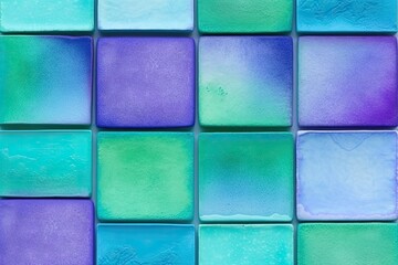 Poster - close-up view of a vibrant blue and green tile wall Generative AI
