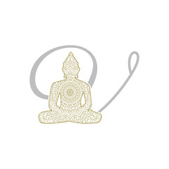 Wall Mural - Golden Buddha monogram letter v