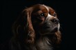 Stunning Cavalier Spaniel on dark backdrop. Generative AI