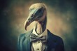 Anthropomorphic vulture dressed in a suit like a businessman. Business Concept. AI generated, human enhanced