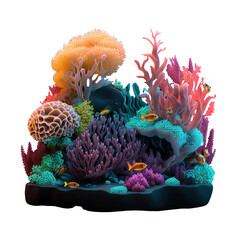 Beauty Colorful Coral Reef and Cute Tropical Fish made with Generative AI