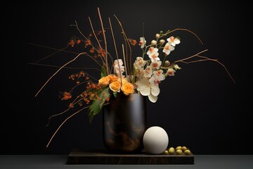 Modern geometric shape vase with dark background